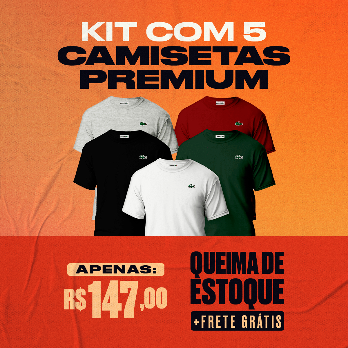 Kit 5 Camisetas LCT - Pague 3 e Leve + 2 de Brinde