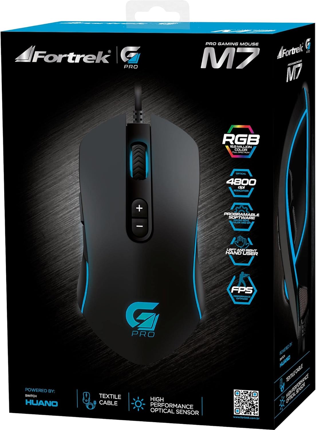 Fortrek PRO M7 RGB - Mouse Gamer, Preto