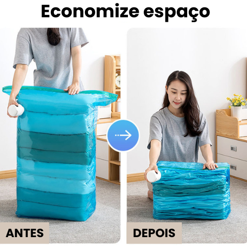 Compressor à Vácuo CompressClean + Sacolas Reutilizáveis - Reduza o volume em até 80%