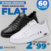 KIT 2 Pares - Tênis Masculino Flat - Couro Legítimo