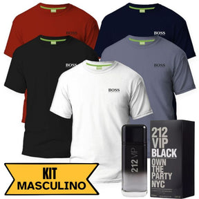 Kit 5 Camisas Hugo Boss Anti-Transpirante + (BRINDE EXCLUSVO) - Perfume 212 Black