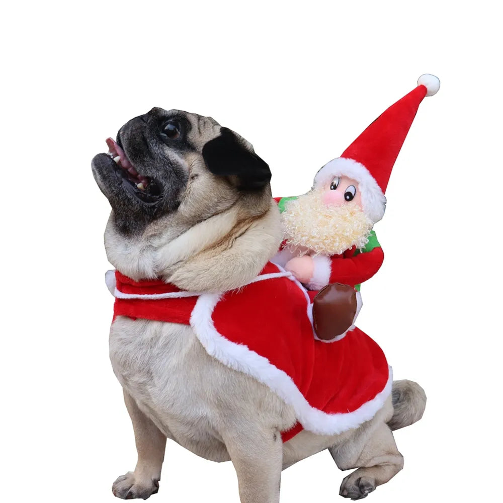 Fantasia Natalina para Cães - Papai Noel Montado no Cachorro